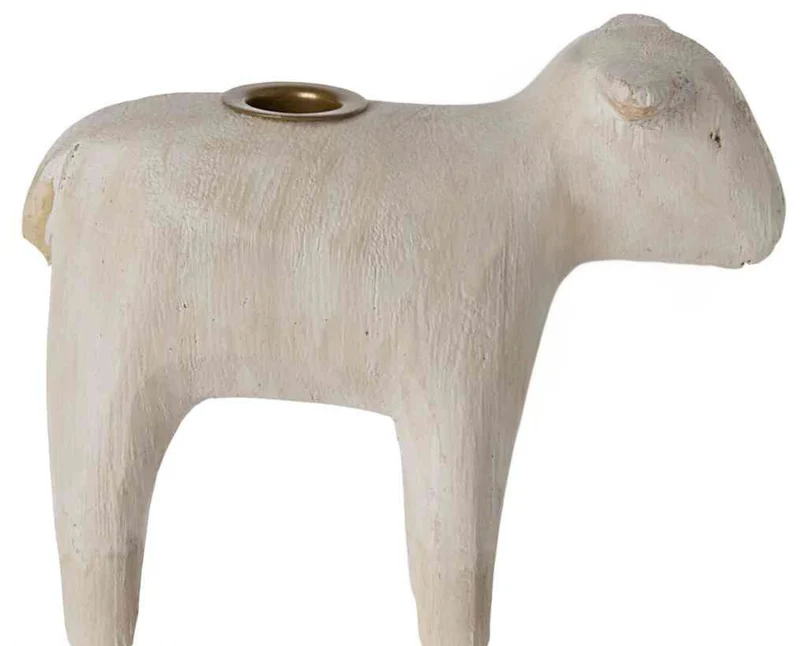 Maileg LAMM ohne Schleife Kerzenhalter aus Holz 8x10x3,5 cm