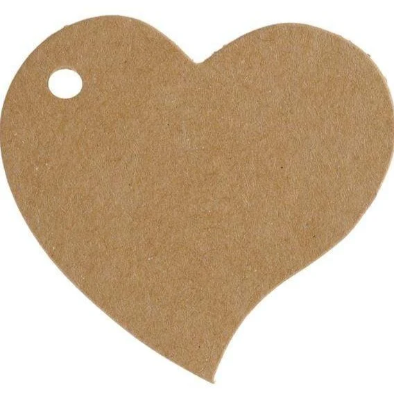 Kraftpapier Anhänger Herz (10 Stück) - natur