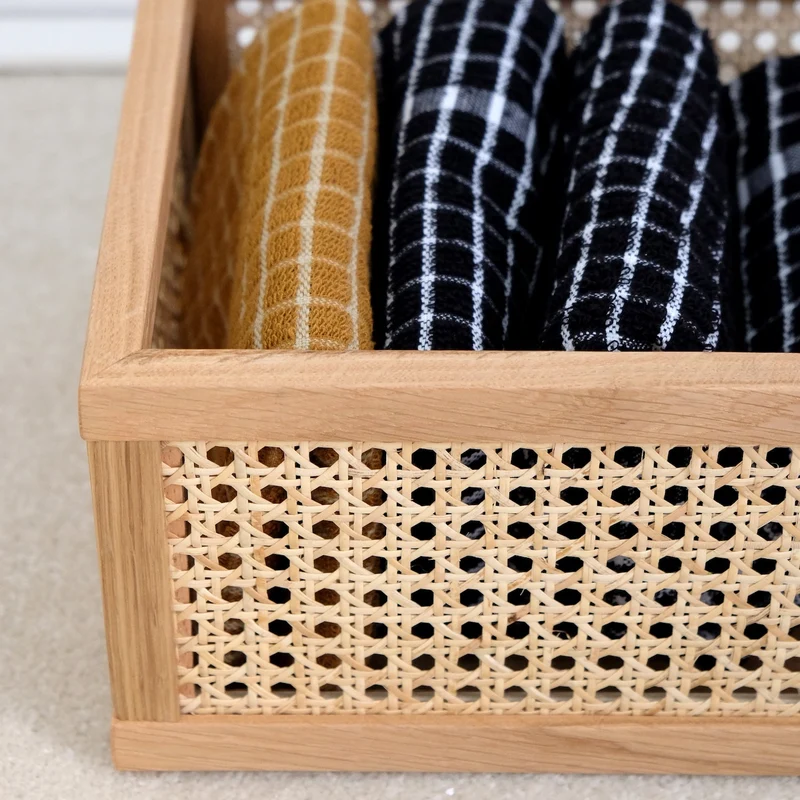 Aufbewahrungsbox Cane Medium - Box aus Rattan und Eiche
