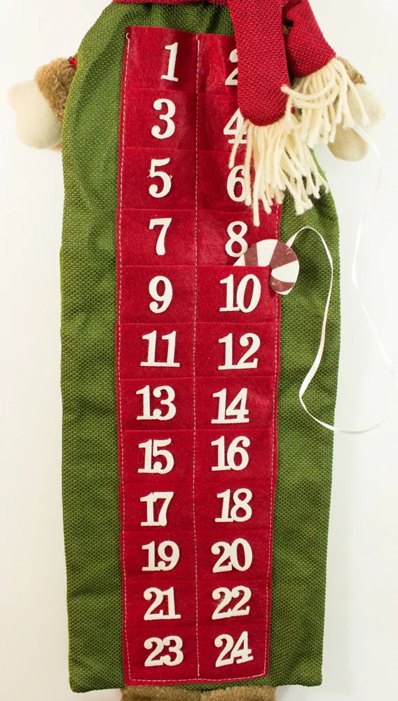 Schneemann Adventskalender zum Befüllen - Rot Grün 75 cm