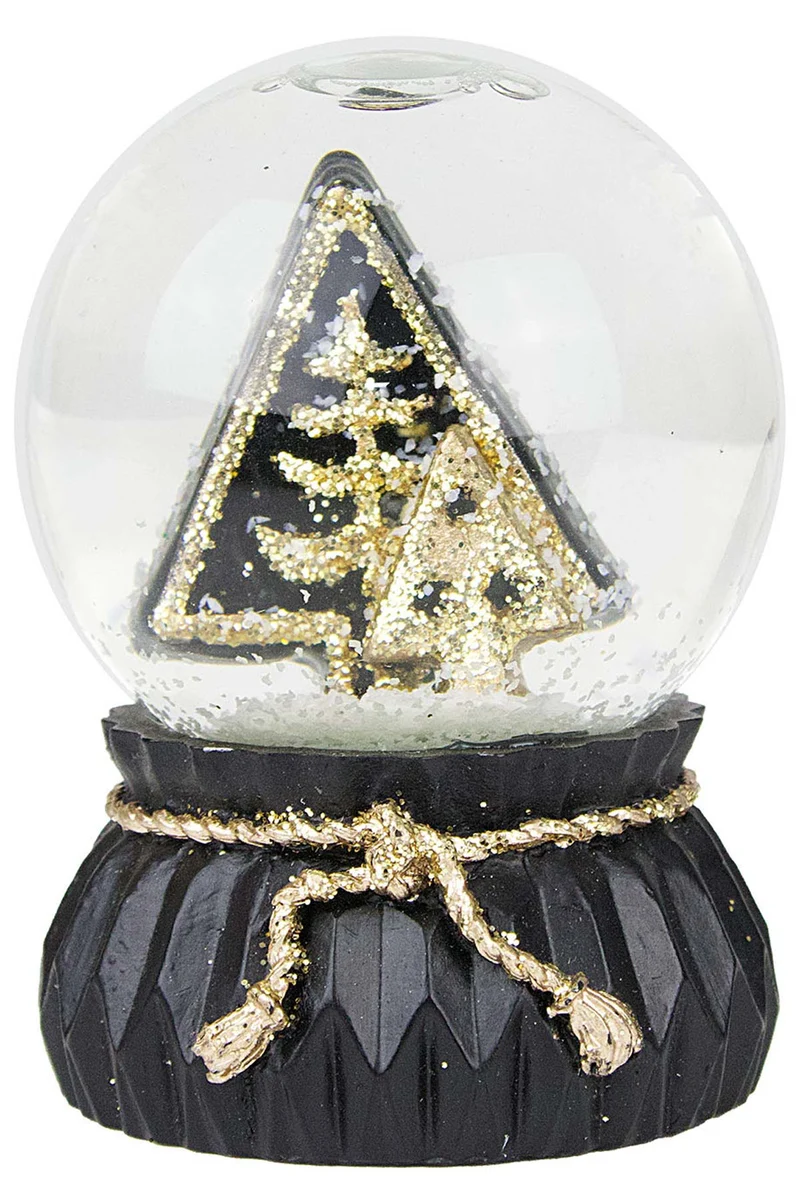 Schneekugel 6,5 cm | 3 verschiedene Motive | Schwarz Gold | 70288