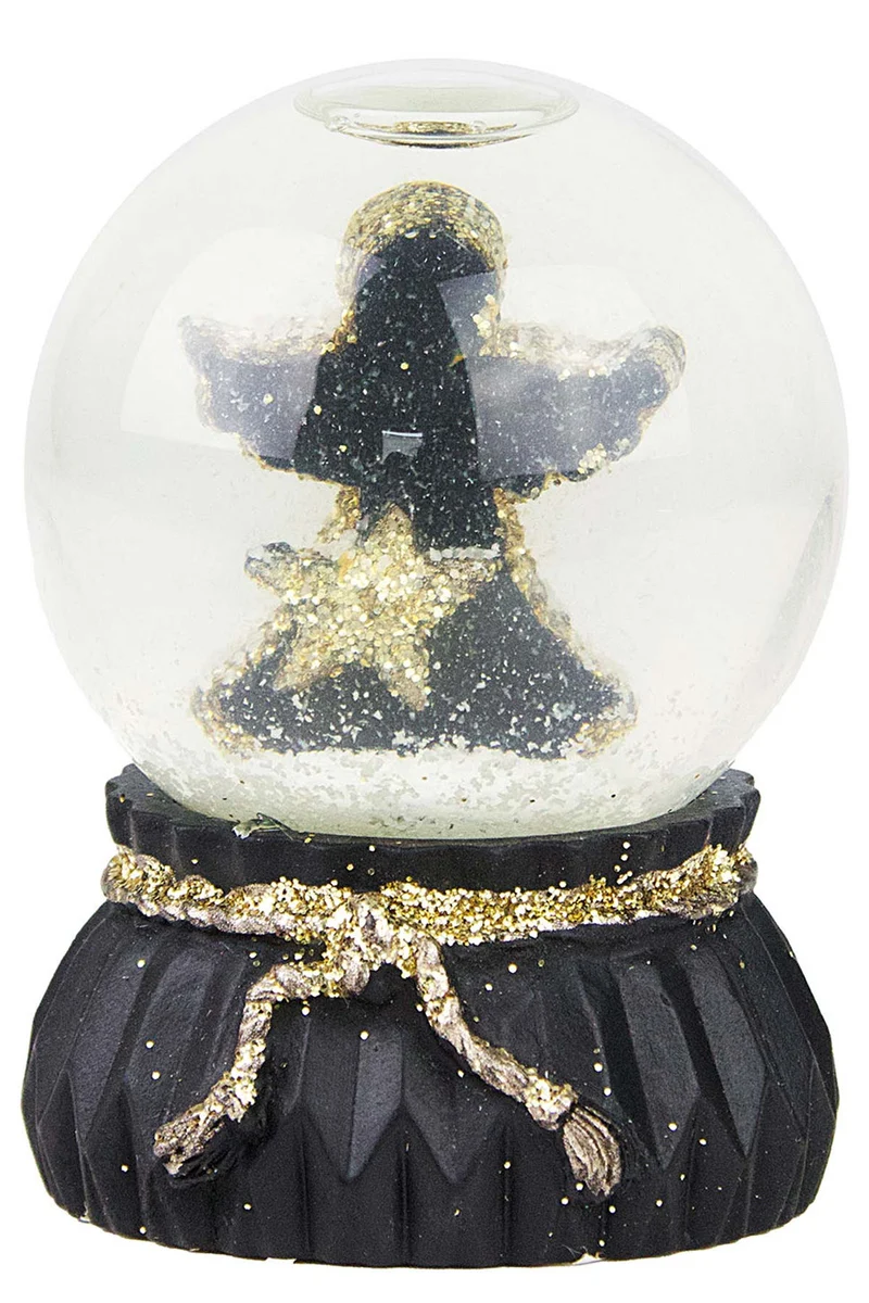 Schneekugel 6,5 cm | 3 verschiedene Motive | Schwarz Gold | 70288