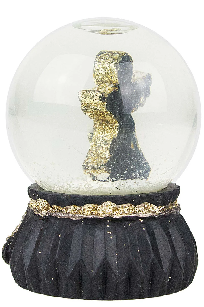 Schneekugel 6,5 cm | 3 verschiedene Motive | Schwarz Gold | 70288