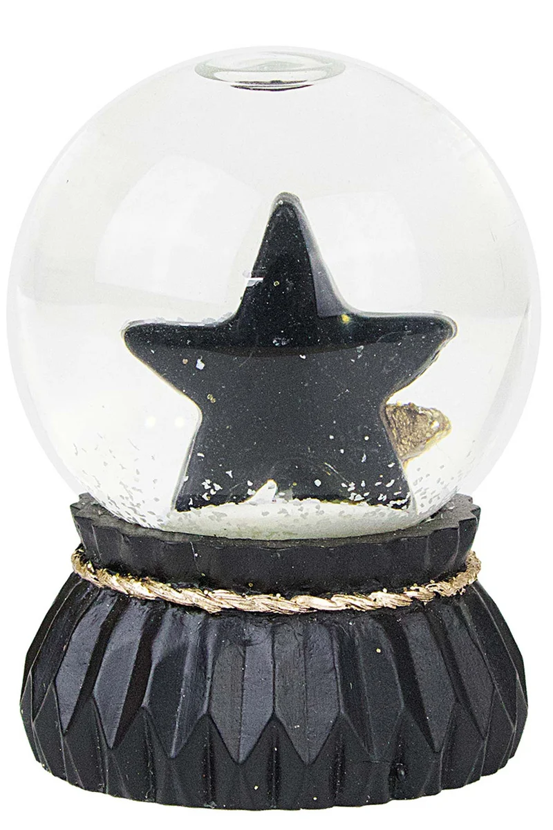 Schneekugel 6,5 cm | 3 verschiedene Motive | Schwarz Gold | 70288