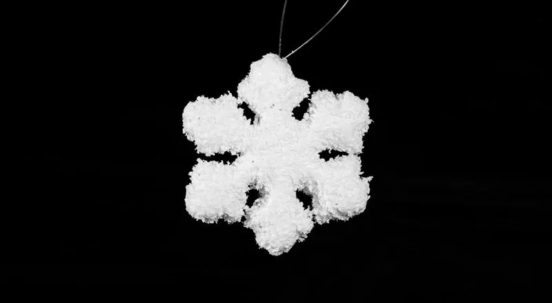 Schneeflocken Deko | 4er Set | Ø 8,5 cm | Weiß mit Glitter | Styropor | 14253