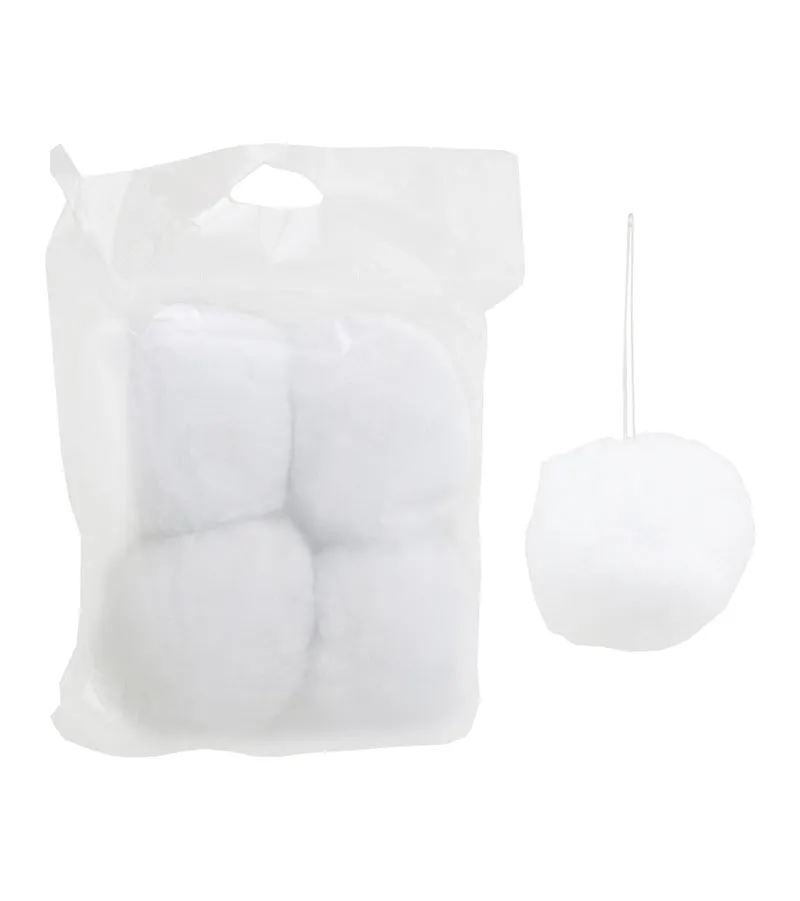 Schneeball Deko 4er Set zum Hängen | Ø 9 cm | Weiß & weich | 68726