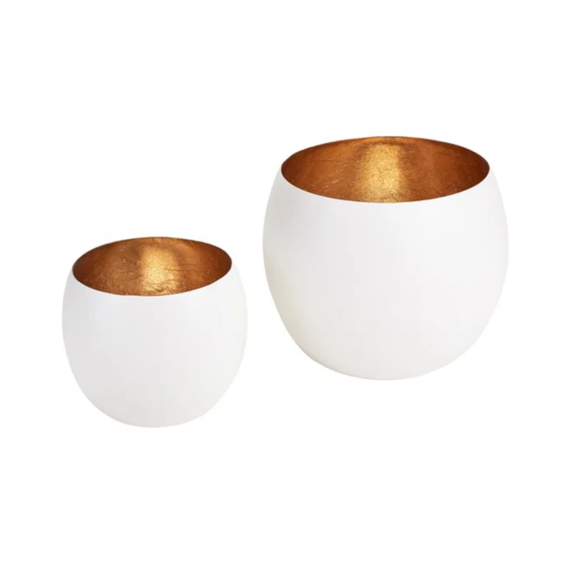MADRAS Windlicht M weiß/gold 2er-Set