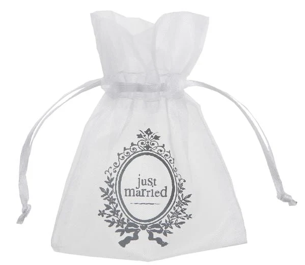 Gastgeschenk Organzasäckchen Just Married (10 Stück)