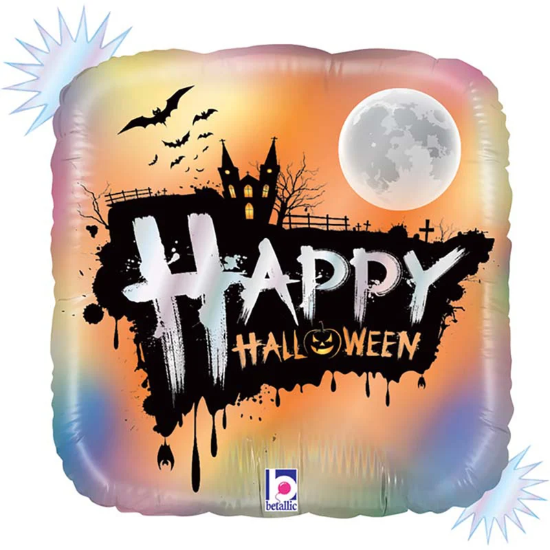 18"/Ø46cm Quadrat Folienballon "Happy Halloween"