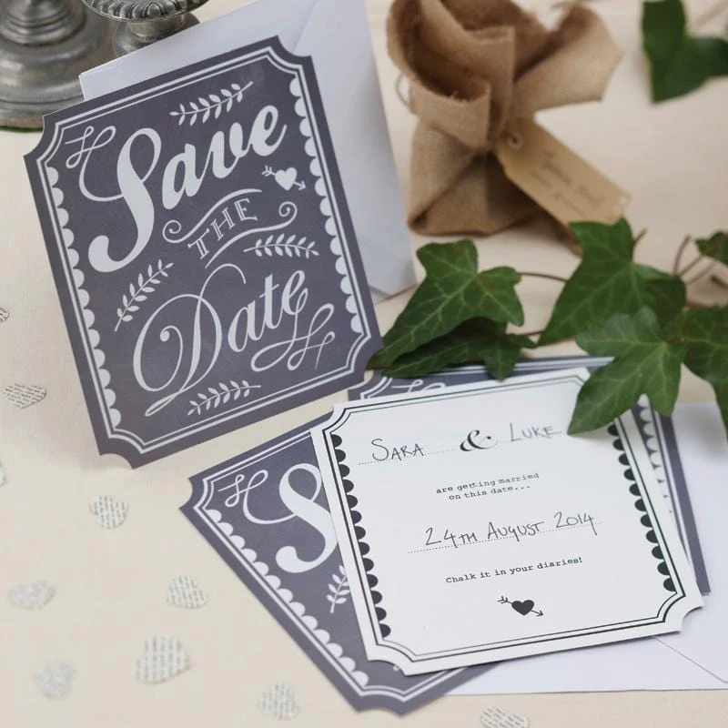 Save The Date Karten - Vintage Affair (10 Stück) - grau