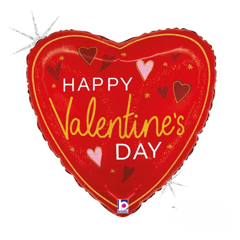 18"/Ø46cm Herz Folienballon "Happy Valentines Day" | Rot