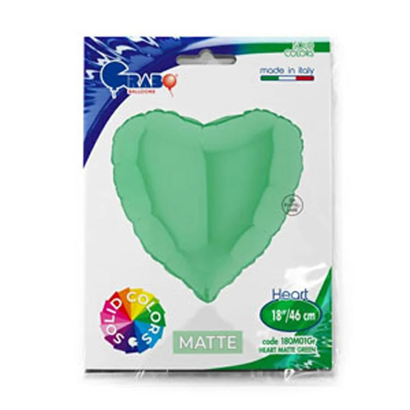 18"/Ø46cm Herz Folienballon Uni | Matte Satin Grün
