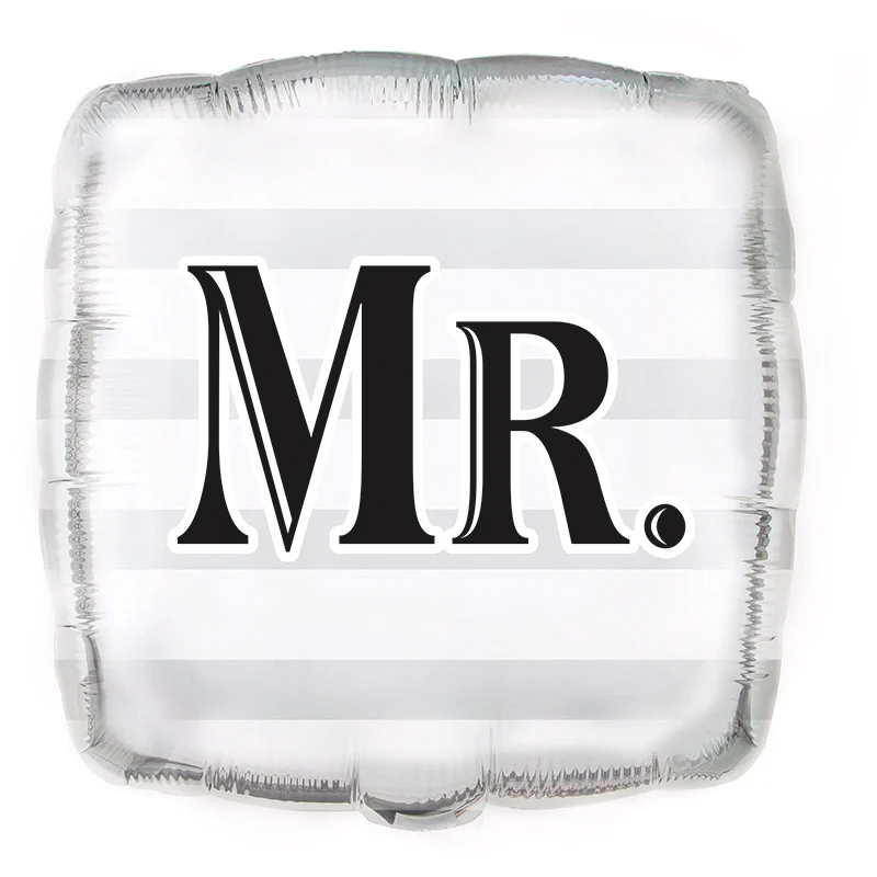 18"/Ø46cm Folienballon "Mr Hochzeit" | Eckig Silber