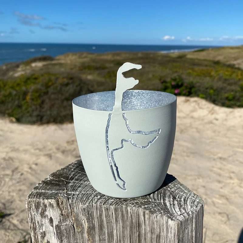 Windlicht im exklusiven Sylt Design Insel Weiß Mittel