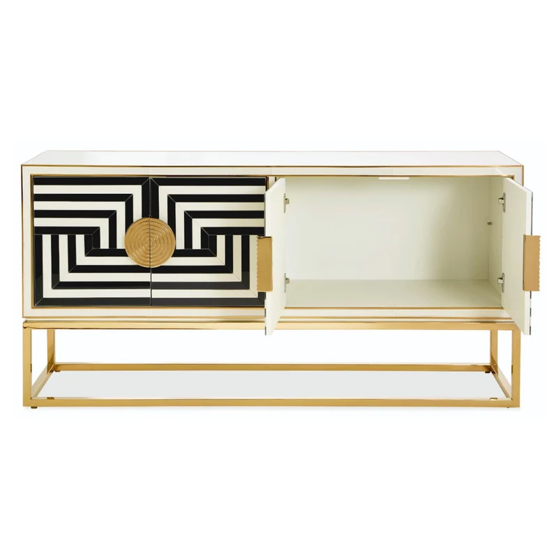 Kommode OP ART CREDENZA gold/schwarz-weiß