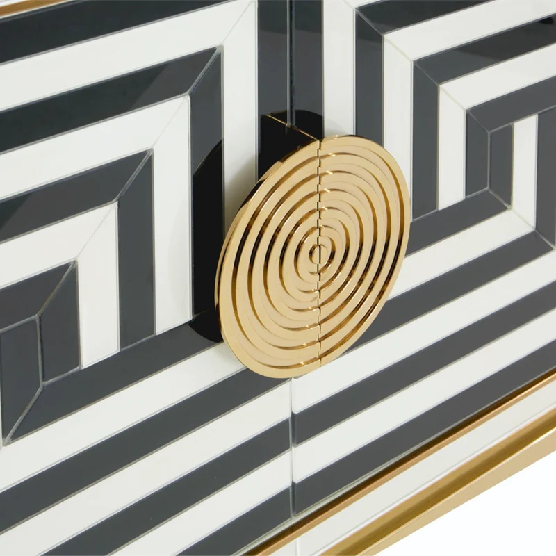 Kommode OP ART CREDENZA gold/schwarz-weiß