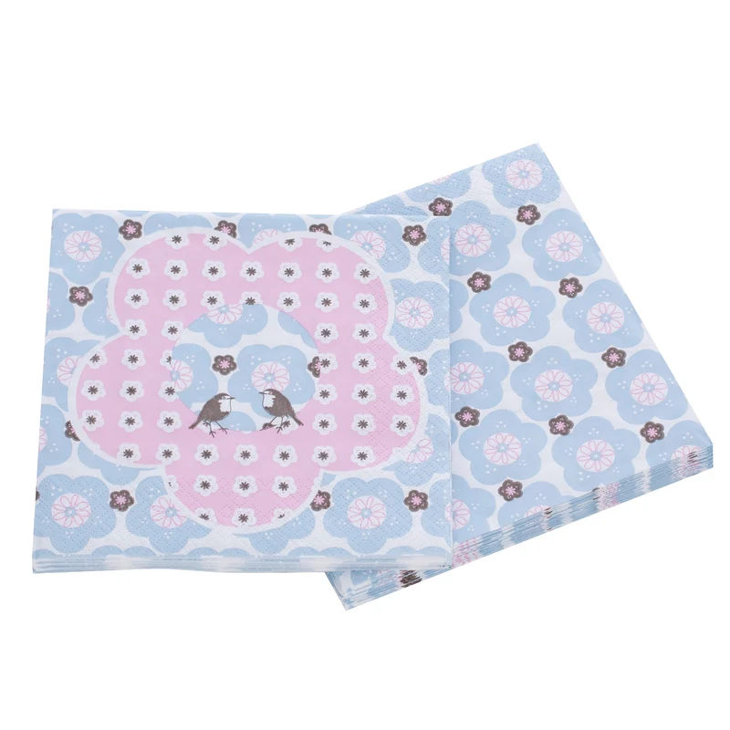 Servietten MIMI-FLOWER rosa 20 Stück Packung dreilagig 33x33 cm Tissue Blumenmuster