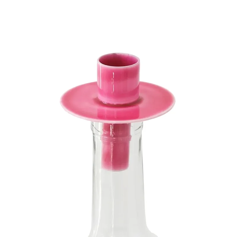 Flaschenkerzenhalter LINNEA pink emailliert Durchmesser ca. 6,5 cm