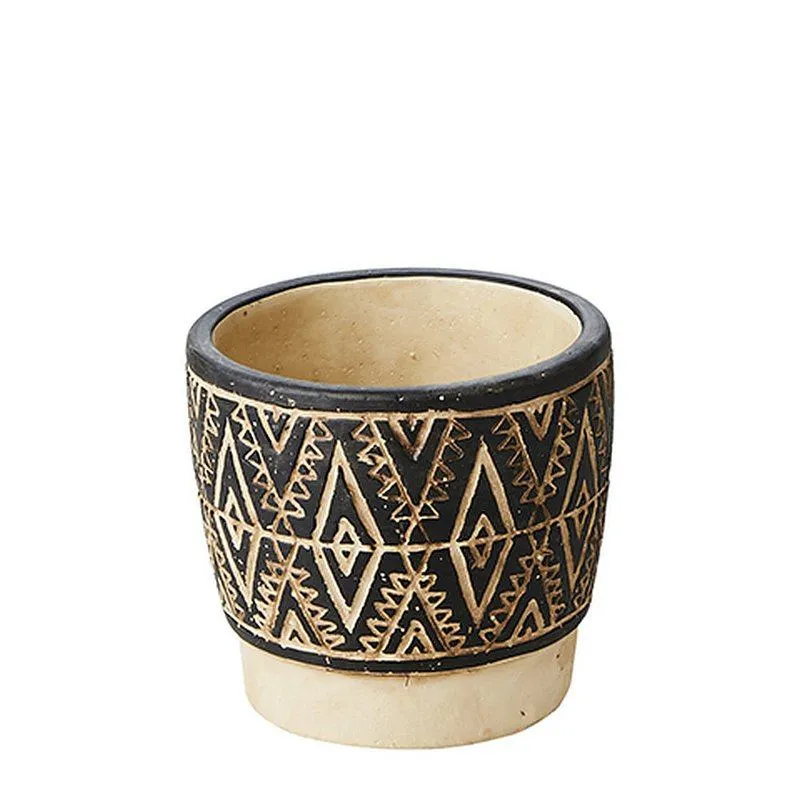 Übertopf Blumentopf CAMILLE Gr. S 11x10 cm Boho schwarz natur | Affari of Sweden