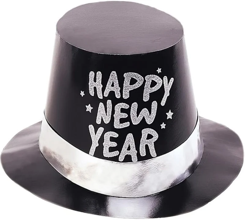 Partyhut New Year Zylinder Glitzer Schwarz