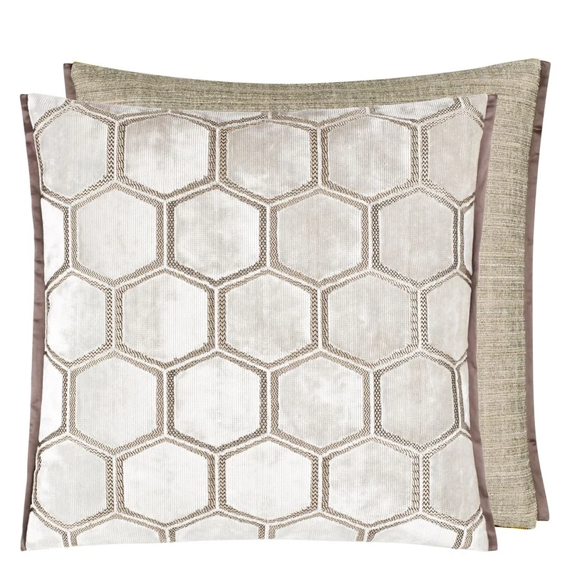 Kissen MANIPUR OYSTER Samt, 43 x 43 cm