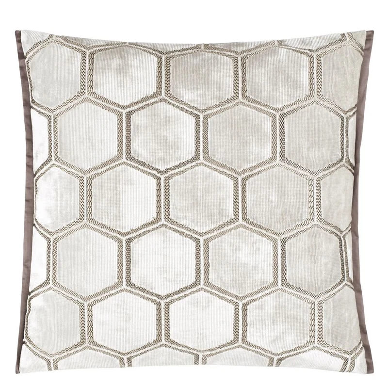 Kissen MANIPUR OYSTER Samt, 43 x 43 cm