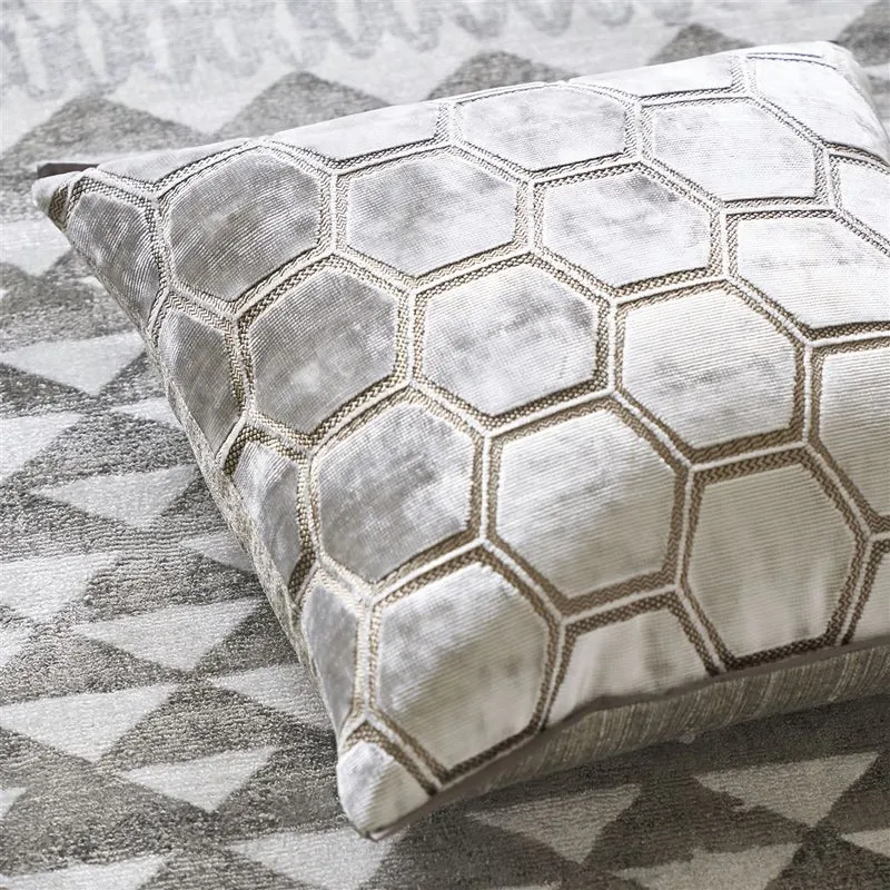 Kissen MANIPUR OYSTER Samt, 43 x 43 cm