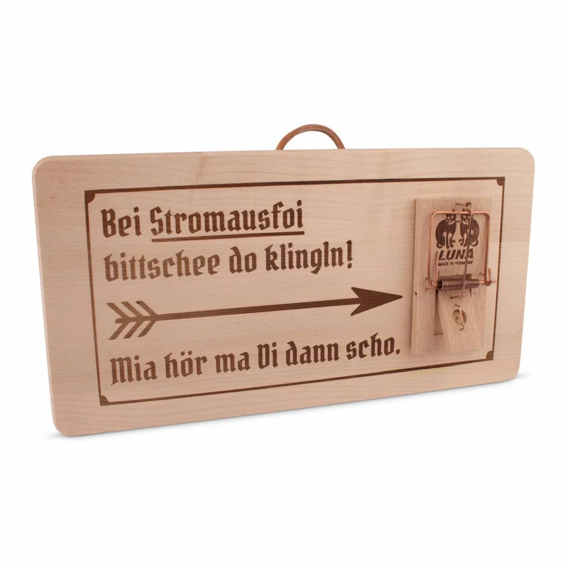 Holzschild "Stromausfoi"