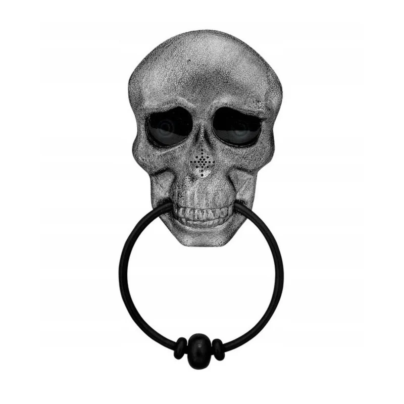 Halloween Dekofigur "Schädel Türklopfer" Animiert