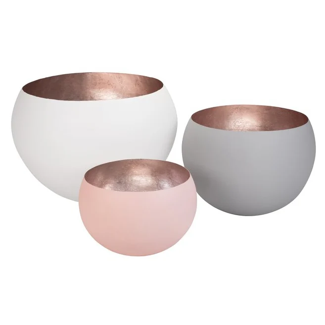 Windlicht MADRAS XXL 3er-Set weiß, blush, rosé