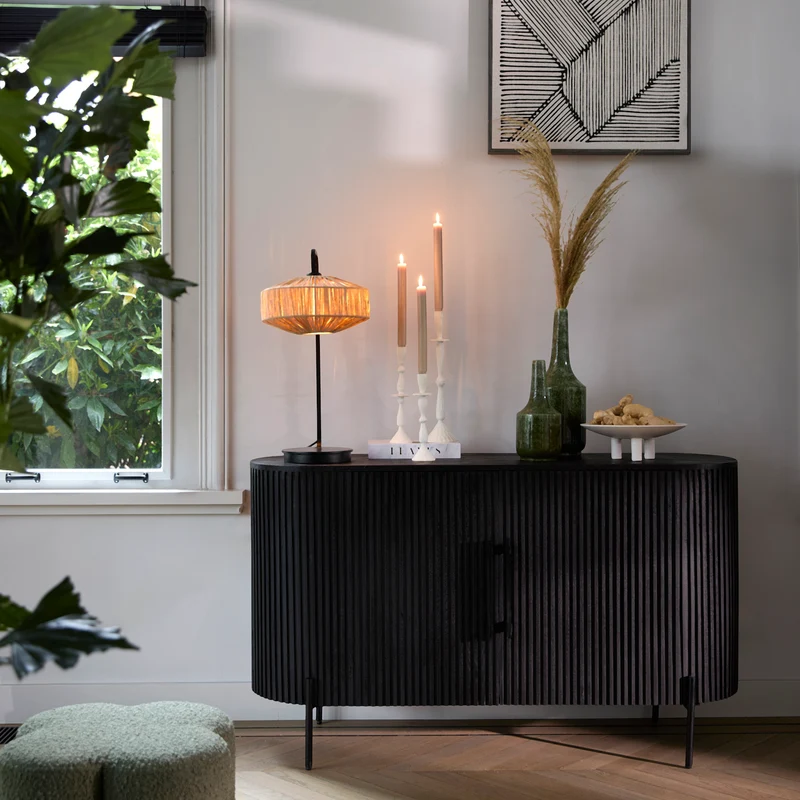 Sideboard DUMOSI Holz schwarz 140x40x78cm