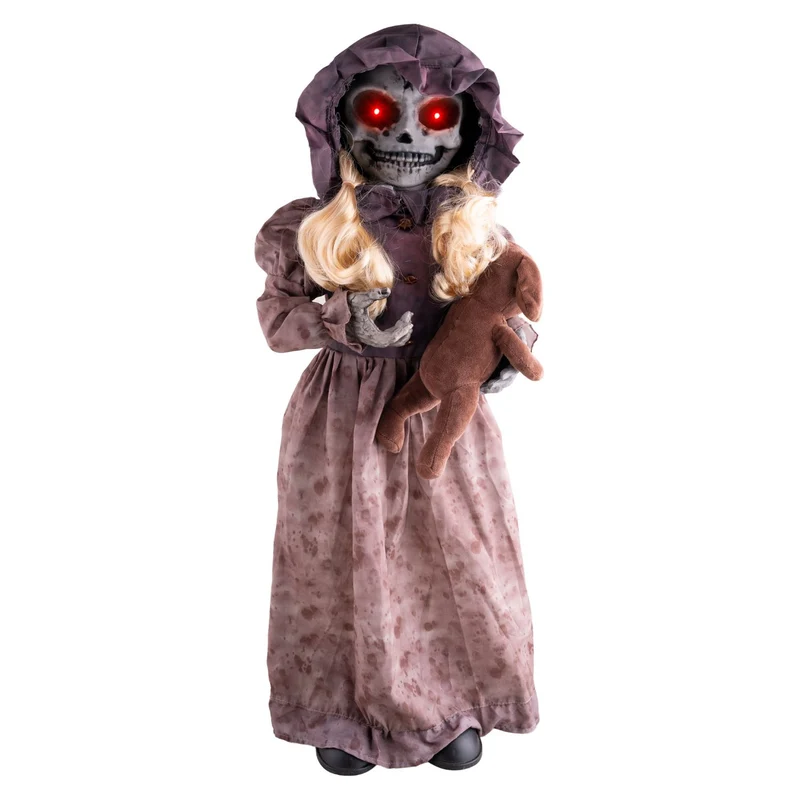 Halloween Dekofigur "Puppe mit drehendem Kopf" Animiert | 95 cm