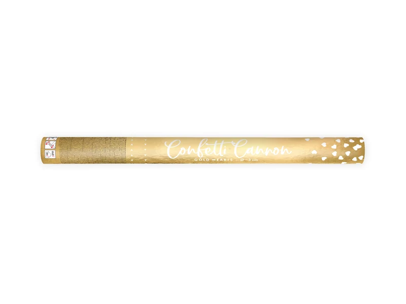 Konfettishooter Herzen 60 cm | Gold