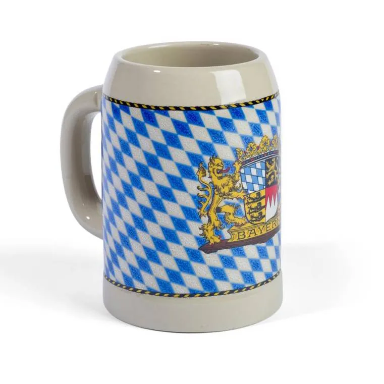 Stein-Bierkrug mit Bayern-Rauten
