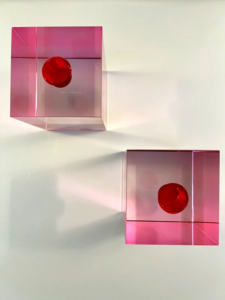 Kristallglas-Kerzenhalter DIOPTRICS rosa