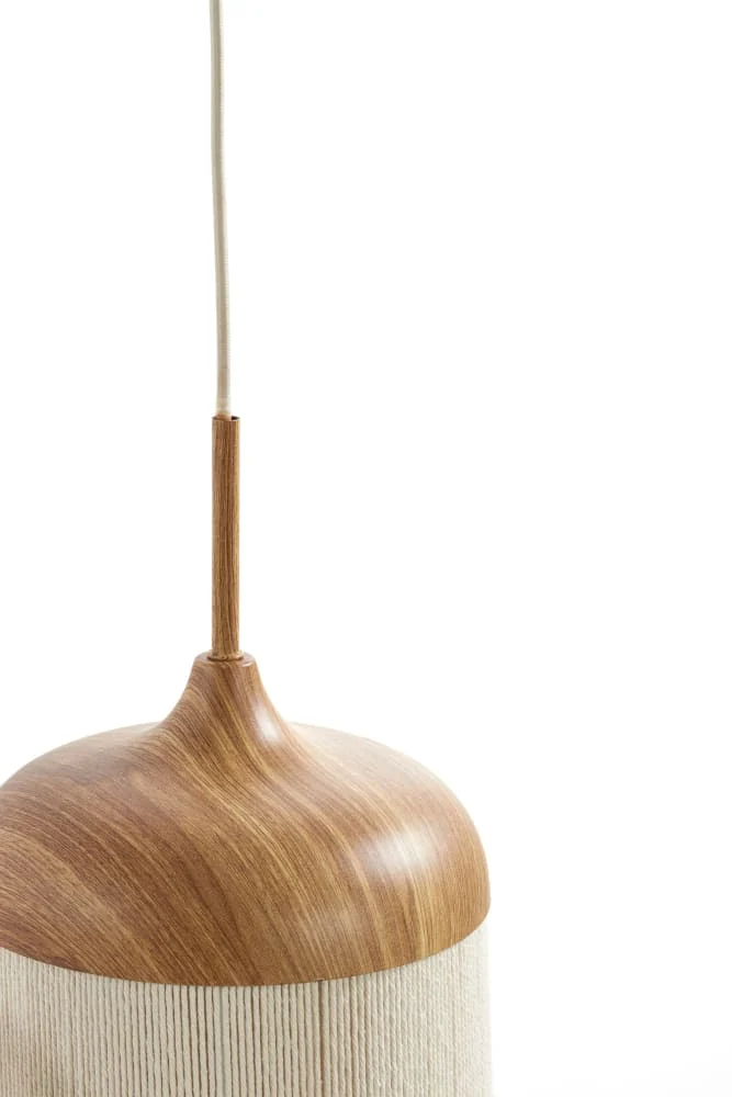 Hängeleuchte DANIA 3L Holzmuster/Tau-Creme
