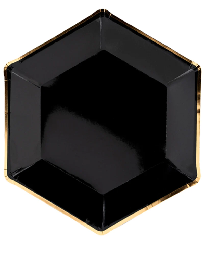 Pappteller "Let`s celebrate" 20cm/6 Stk. | Schwarz Gold