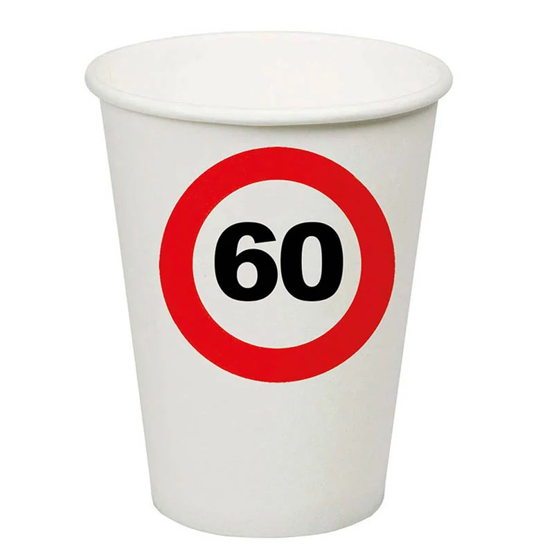 Pappbecher Verkehrsschild #60 | 250ml/8Stk.