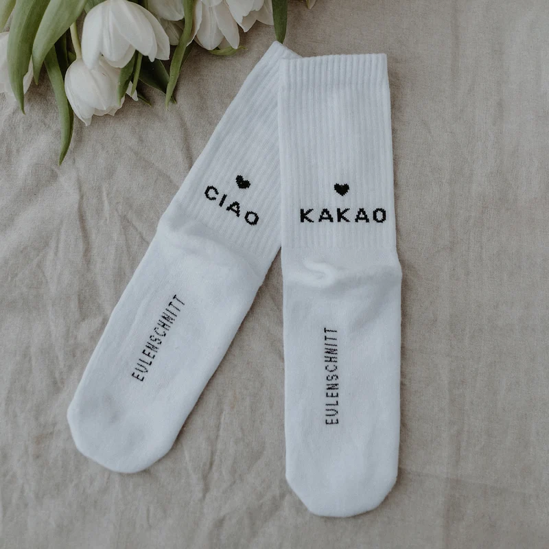 Eulenschnitt Socken Ciao Kakao Größe 35-38 weiß