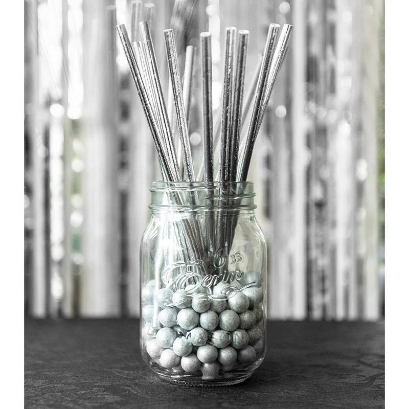 Papierstrohhalme 20 Trinkhalme - 20 cm | Silber
