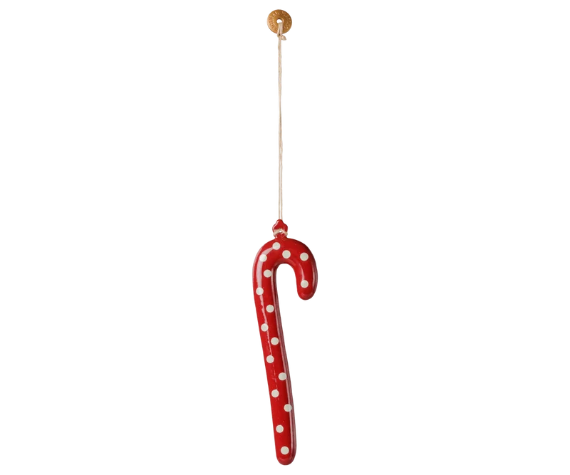 Maileg ZUCKERSTANGE PUNKTE groß rot weiß Metall-Ornament ca. 12 cm Baumschmuck