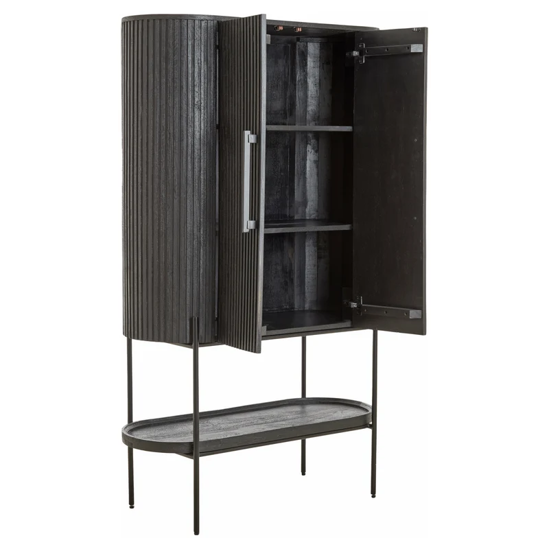 Highboard DUMOSI Mangoholz schwarz 100x40x165cm