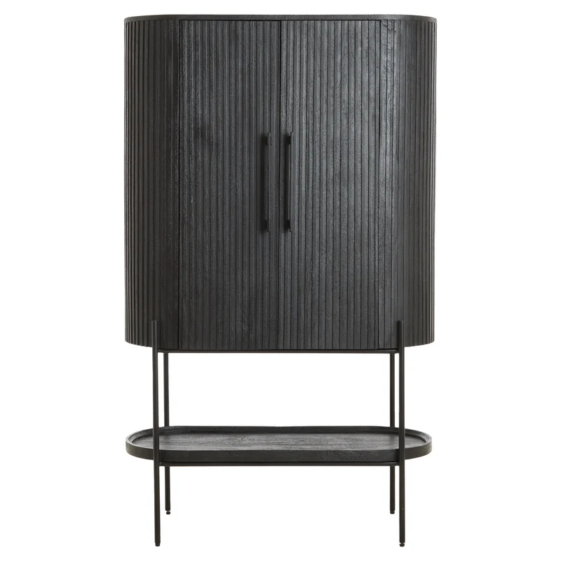 Highboard DUMOSI Mangoholz schwarz 100x40x165cm