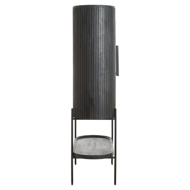 Highboard DUMOSI Mangoholz schwarz 100x40x165cm