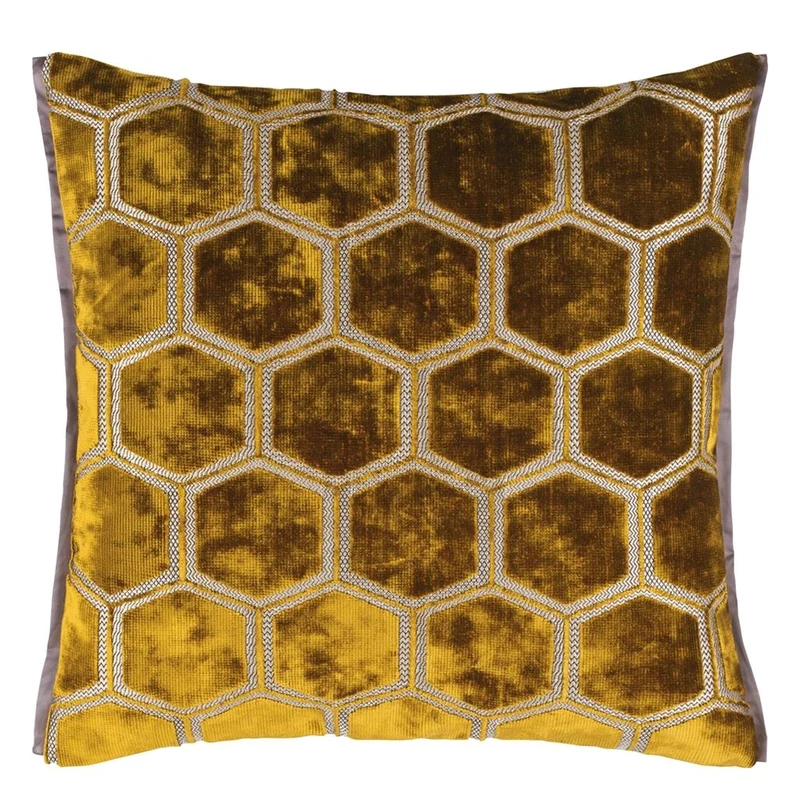 Kissen MANIPUR OCHRE Samt, 43 x 43 cm