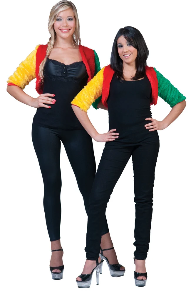 Hippie Plüsch Bolero Jacke - Mehrfarbig