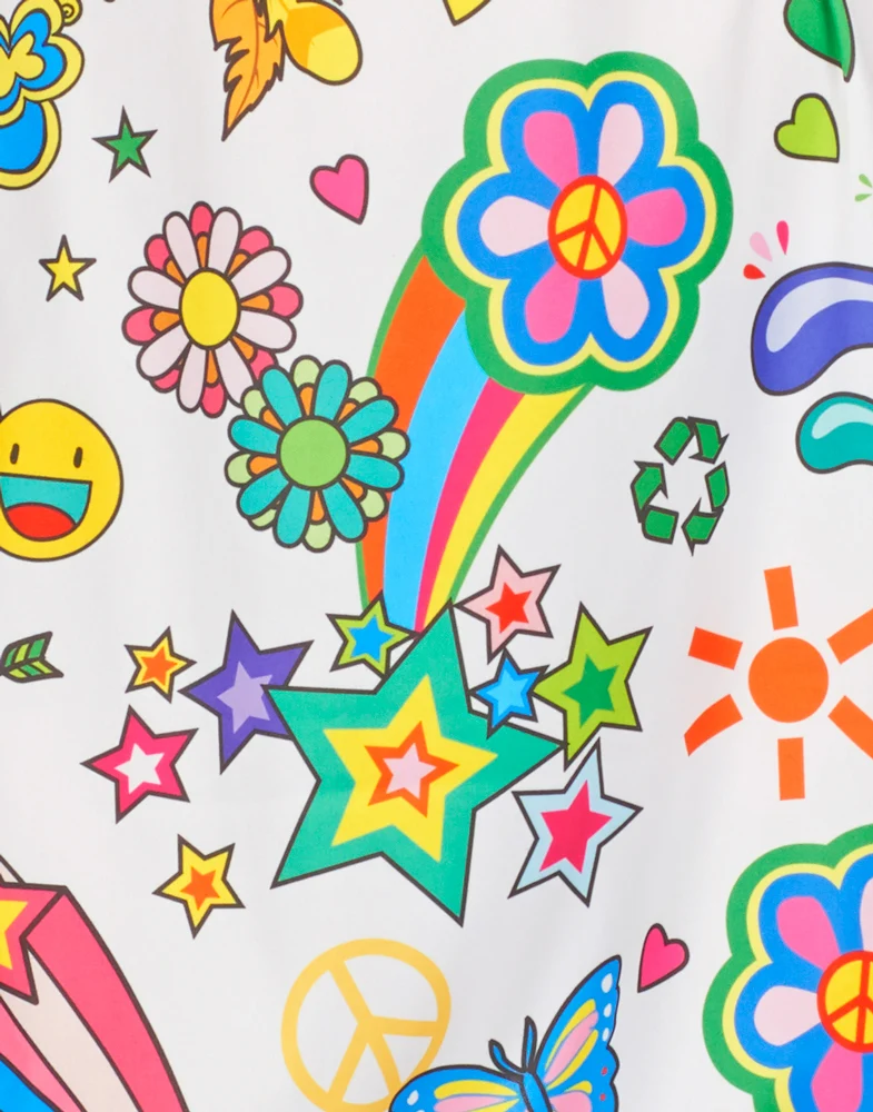Hippie Flower Power Damen Kostüm "Hope" | Weiß Bunt