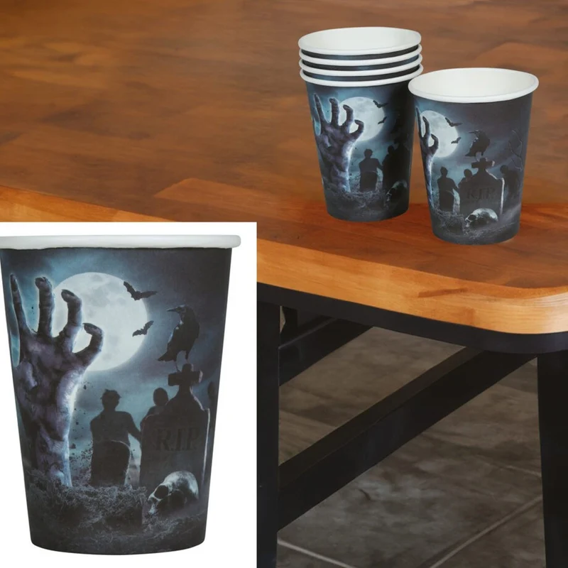 Halloween "Friedhof" | Pappbecher 240ml/6Stk.