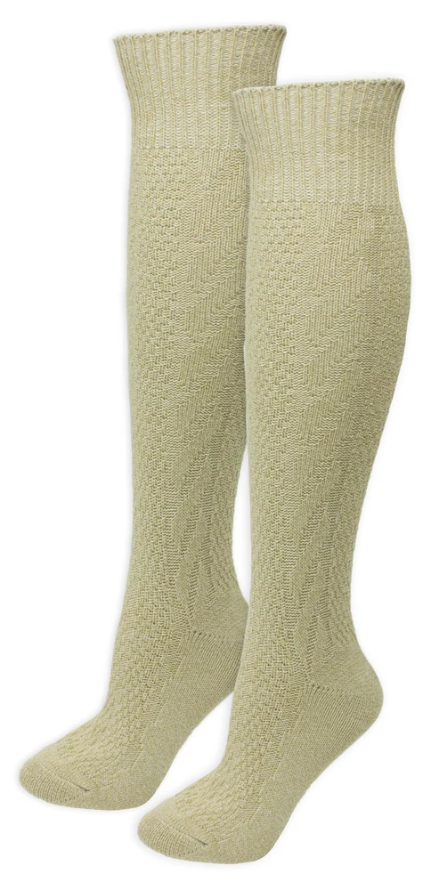 Kniestrümpfe mit Zopfmuster- Beige