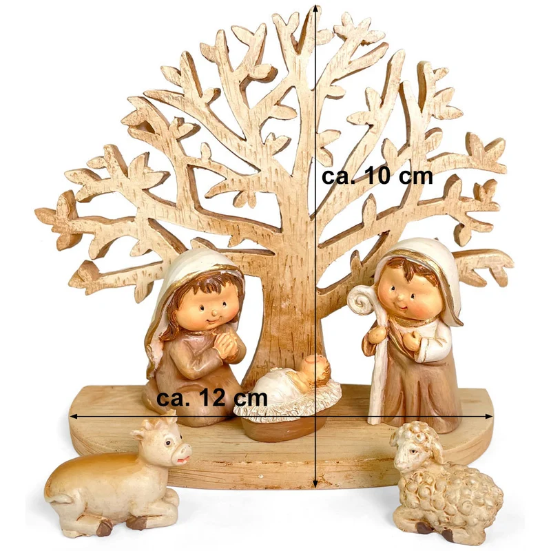 Kinderkrippe mit Baum 12 x 10 cm | 78561 - Weihnachtskrippe Krippenfiguren